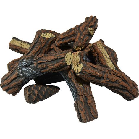 Elementi Brennholz Keramik in Kiefernholz-Optik, braun