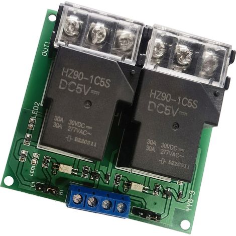 Module de carte de relais à 2 canaux DC 5V 30A, Isolation optocoupleur, déclencheur haut/bas