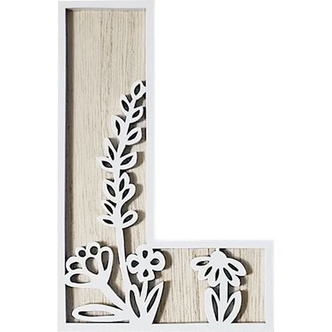 Lettres en bois superposées de 12,5 cm pour décoration murale, lettres fleuries à peindre pour chambre d'enfant, lettres de l'alphabet en bois AZ pour anniversaire, style bohème, panneau de prénom pou (1/5)