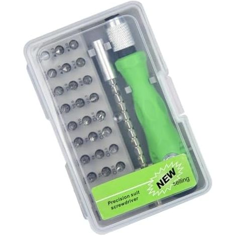 Mini jeu de tournevis Coffret d'outils de précision portable 32 en 1, jeu de tournevis de bijoutier - Pour téléphones portables, consoles de jeux, montres, lunettes, réparations automobiles et usage (1/5)