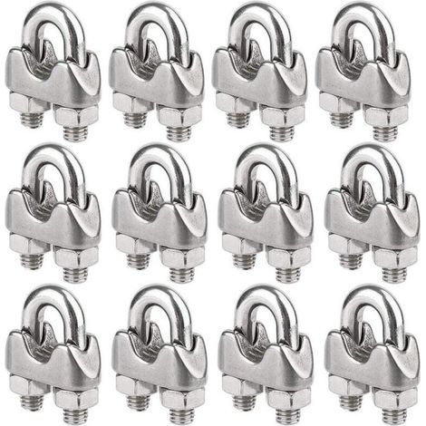 Lot de 12 Serre-câbles étrie en Acier Inoxydable pour Câble Métallique de 4mm Diamètre(M4) (1/5)