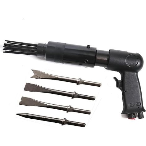 Pneumatic Needle Scaler 19 Needles and Air Hammer Gun 4 Chisels 2 in 1