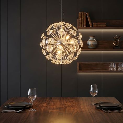 Hängeleuchte Pendelleuchte Esszimmerlampe Höhenverstellbar Silber Metall Ø 45 cm (1/5)