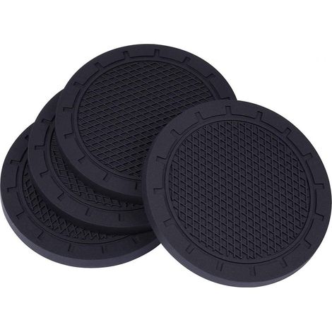 4 Porte-gobelets voiture PVC antidérapants, inserts pour porte-gobelets, tapis anti-glisse auto (1/5)