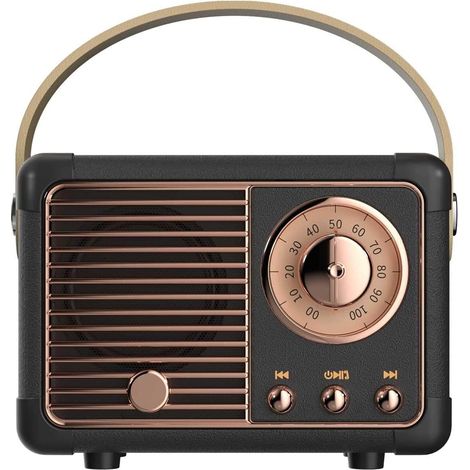Enceinte Bluetooth rétro, enceinte sans fil portable avec son stéréo cristallin et basses riches, décoration rétro pour bureau, chambre, cuisine, cadeau d'anniversaire pour femmes, hommes et adolescen