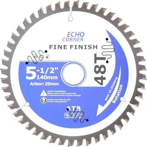 140mm Circular Saw Blade, 20mm/16mm/12.7mm/10mm, 48T Bore (1/5)