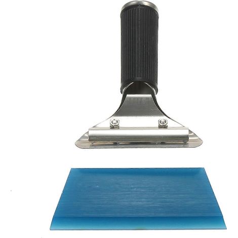 Outil pour la pose de film teinté sur les vitres de voiture : raclette bleue avec poignée (1/4)