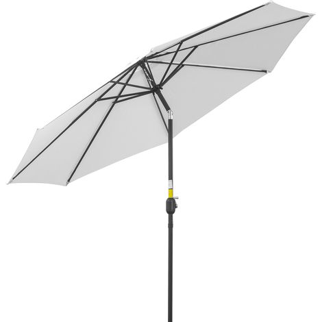 Parasol de jarden Sombrilla Ø295x250 cm avec poignée extérieure, mécanisme d'enclenaison et poteaux métalliques amovibles pour terrasse, piscene et patio, blanc