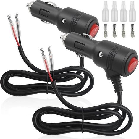 Lot de 2 12V/24VPrise allume-cigare avec interrupteur - 16AWGRallonge électrique compatible avec les voitures, les camping-cars, les bateaux et les motos. (1riz) (1/5)
