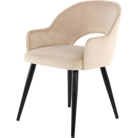 Set di 2 sedie Joris in velluto color champagne con braccioli (1/3)