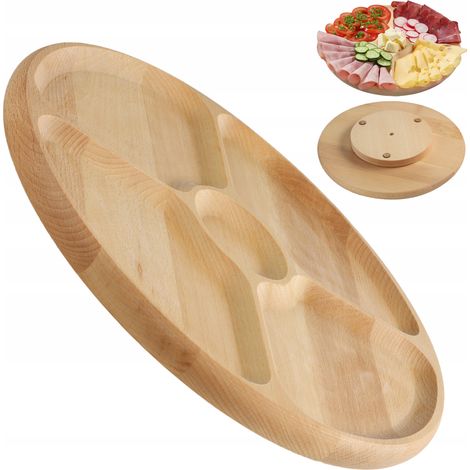KADAX Servierplatte, Drehteller aus natürlichem Holz, Buchenholz (1/5)