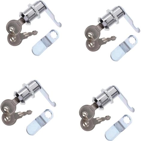 Lot de 4 verrous de meuble avec clés, verrou à loquet, verrou à came (1/5)