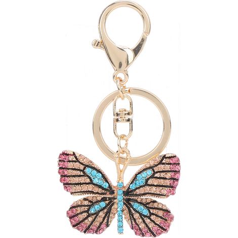 Key Chain Butterfly Zinc Alloy Rhinestone Sparkling Fashion Pendant for Backpack WalletLight Blue (1/5)