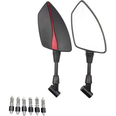 Rétroviseur universel pour moto 10 mm 8 mm, rétroviseur latéral rouge (1/5)