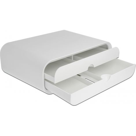 Delock Soporte de monitor con dos cajones blancos