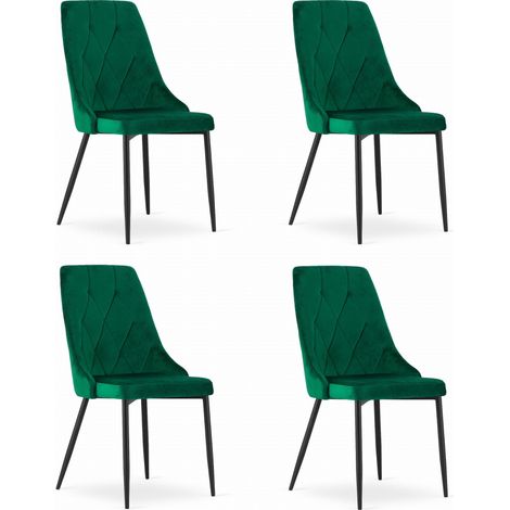 Silla Valora IMOLA en terciopelo verde oscuro, diseño moderno x4 (1/5)