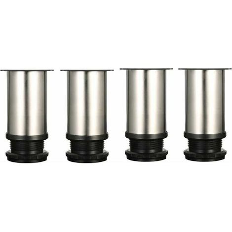 verstellbare Füße, 8 cm hoch, verstärkte Schrankfüße, Tischfüße, Möbelfüße, gebürsteter Edelstahl, höhenverstellbar von 0 bis 15 mm. Inklusive Edelstahlschrauben. (1/5)