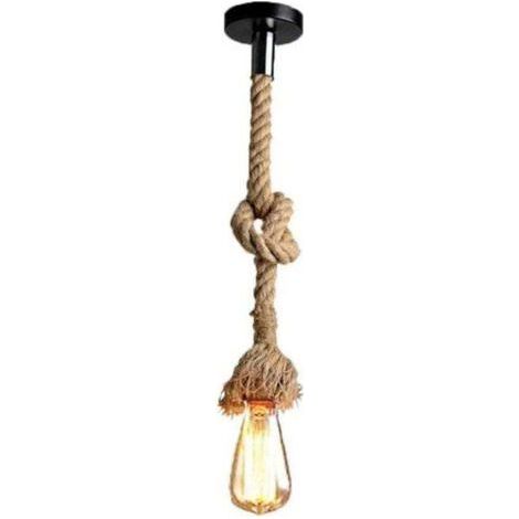 E27 Rétro Chanvre Corde Pendentif Lumière Vintage Rustique Luminaire pour Restaurant Bar Café Éclairage - 1.5M - RW (1/5)