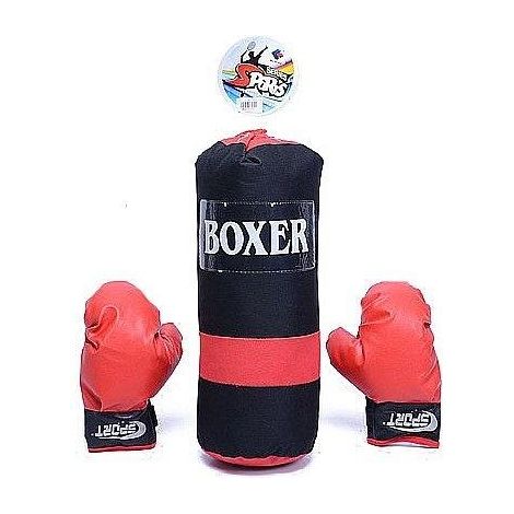 Guantes y un saco de boxeo