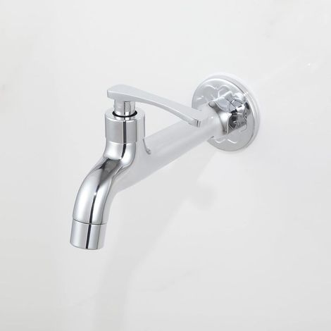 Verchromter Messing-Wasserhahn für Waschküche, Badezimmer, Wandmontage, Waschmaschine, Gartenschlauch, Einzel-Kaltwasserhahn (1/5)