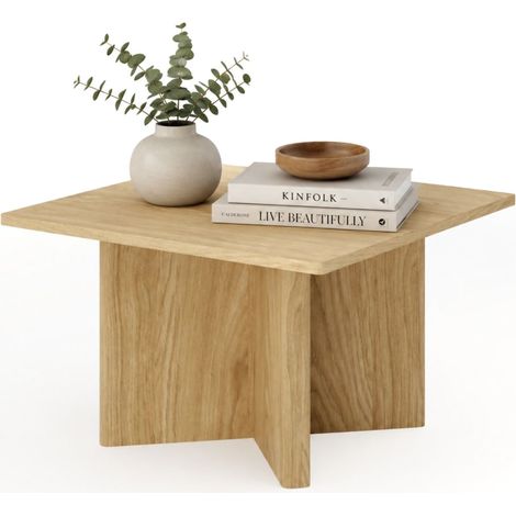 Sofatisch Kasinaba, Quadrat-Form, Tischplatte Braun, Strukturfarbe Eichen-Schattierung, 80x80x49h cm Braun Eiche