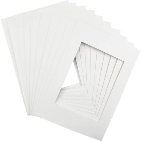 Lot de 10 cadres photo en papier - Format A4 - Blanc - Passe-partout - Sans acide - Sur mesure - Pour cadre photo, poster, photo peinte (1/5)