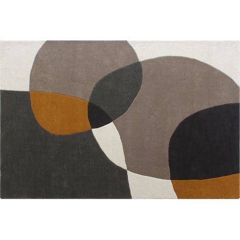 Tappeto taftato 100% lana motivi astratti 200 x 290 cm Talpa e grigio 2400 g/m² - GUALINA (1/2)