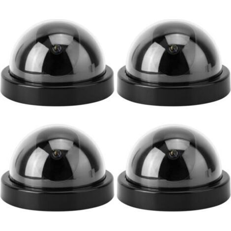 4pcs Dummy Dummy Dome Camera Simulator with LED Flashing Light for Homes and Businesses Powered by 2 AA Batteries(Black) (1/5)