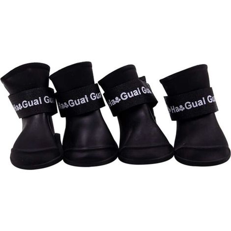 Chaussures Chien Bottes en Silicone Étanche Anti-dérapant De Protection Pluie Chaussures pour Chien Petit Animal (Noir)