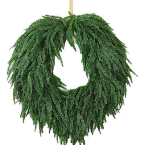 Couronne de Noël 50 cm Pin Norfolk Résistante Extérieur Couronne de Noël 50 cm pour en Pin de Norfolk Résistante aux UV, Faite Main pour Décoration Intérieure (1/5)