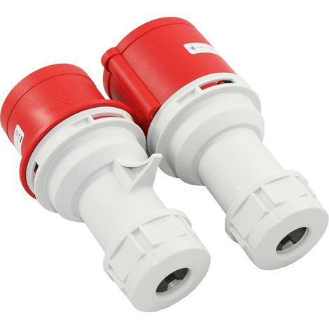 91308 Set CEE Starkstrom Kupplung 32A 400V 5-polig Männlich Weiblich IP44 (1/3)