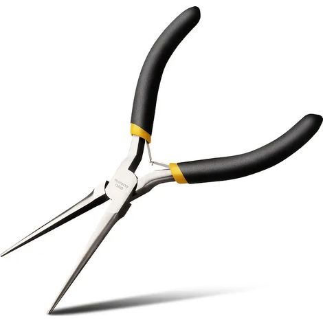 6-Zoll-Mini-Spitzzange mit bequemen Griffen, Präzisionszange mit extra langen, konischen, nicht gezahnten Backen für die Schmuckherstellung, das Biegen von Drähten und das Greifen kleiner Gegenstände (1/5)
