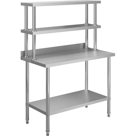 Table de travail Etabli de Travail de cuisine - avec étagère 120x60x150 cm Inox BV671739 - BonneVie (1/5)