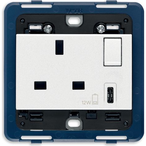 VIMAR - 19223.CB 2P+E 13A Toma BS+rojo interno+USB C blanco
