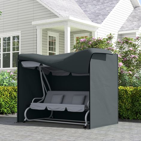 Hollywoodschaukel Abdeckung 3 Sitzer Wasserdicht Schutzhülle für Gartenschaukel Oxford Gewebe 220 x 125 x 172 cm, Grau (1/5)