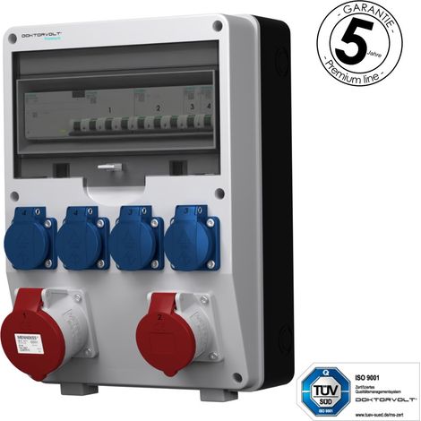 Tableau électrique de chantier Siemens pTD-S/FI 32 A, 16 A, 4 x 230 V, prises Mennekes et Schuko, Doktorvolt DV-4869-D (1/5)