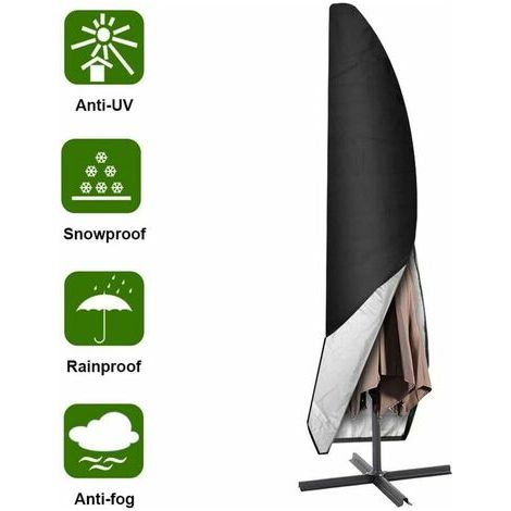 Housse de protection pour parasol de jardin de 265cm en Oxford noir A, imperméable (1/5)