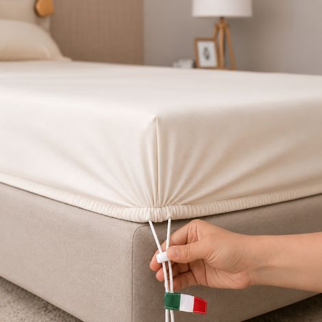 Lenzuolo Piazza e Mezza Romesila, Lenzuolo Sotto con Angolo da 27 cm, Lavabile in Lavatrice, Asciugatrice, Bianco Avorio