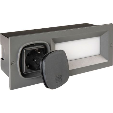 Segnapasso led incasso grafite con presa schuko 4000k 7w sovil - 99264/16 (1/2)