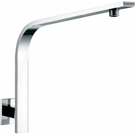 Square solid brass shower arm with gooseneck for shower head set, chrome finish - INHHUB (1/5)