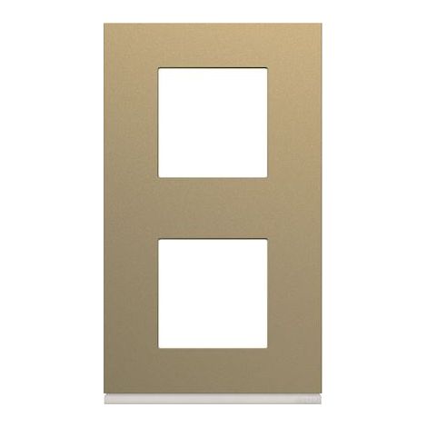 plaque - 2 postes - verticale - 71 mm - champagne - hager gallery wxp0442