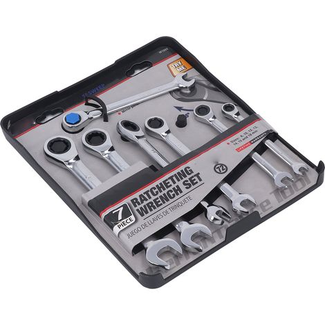 Clé à cliquet réversible mixte lot en acier vanadium chromé outillage à main professionnel (1/5)