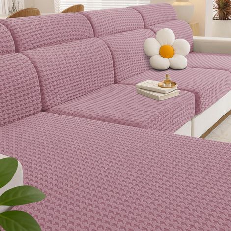 Elastischer Sitzkissenbezug für Sofa, rutschfest, rosa Chaiselongue (1/5)