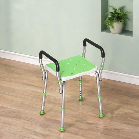 Tabouret de douche aluminium avec accoudoirs hauteur réglable (1/5)