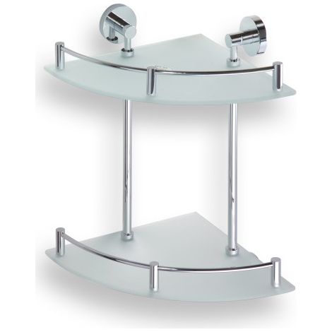 Tablette d'angle de douche double murale en verre OMEGA 27x40x27 cm (1/2)