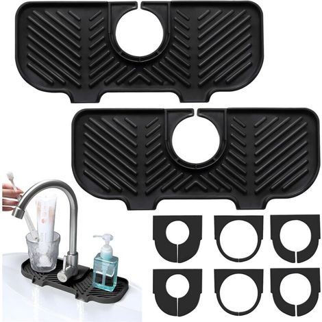 2-teiliges Set aus Wasserhahnschutz und Tropfmatte, Silikon-Küchenarmaturmatte mit 3 Anschlussgrößen, Wasserhahnschutz und Tropfmatte für die Küche (1/5)