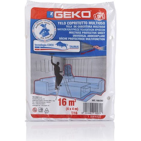 GEKO Bâche de protection multiusage 16m² (4x4m) résistante et écologique en plastique XS avec technologie taurus