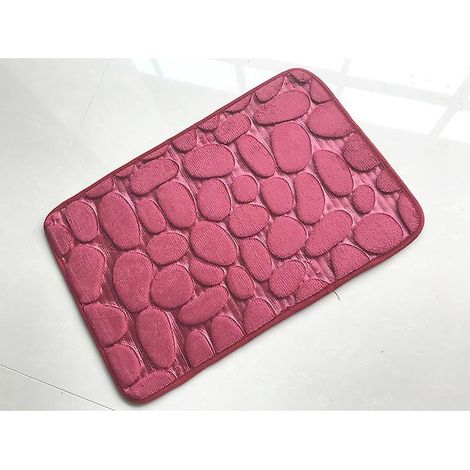 une Pice Rouge Fonc Flanelle Maison Galet Tapis De Sol 40x60 Cm Absorbant Antidrapant Tapis Chambre Entre Tapis Salle De Bain Tapis (1/5)