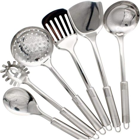 6 Pièces Set d'Accessoires de Cuisine, Cuillères, Spatules INOX, Ustensiles INOX, Gadgets de Cuisine (1/5)