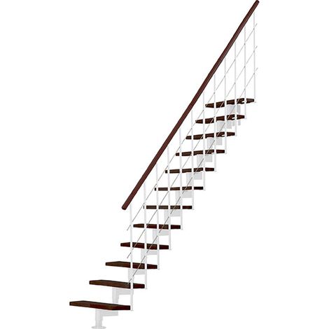 Viertelgewendelte Treppe 11 Stufen - erreichbare Höhe 2.04 bis 2.57m - Schwarze Struktur und Buchenfarbene Stufen - STYLE-I-SBMNOY-11